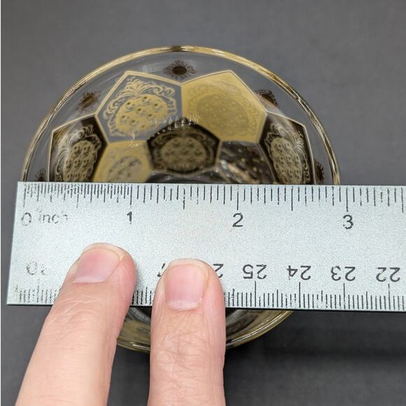 1 Vintage MCM CERA Net Harris Single Low Ball Glass Gold Pineapple Barware - Picture 5 of 9